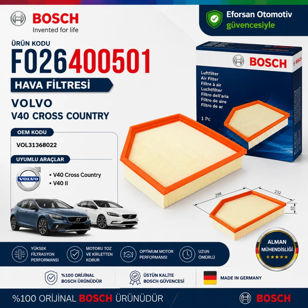 Hava Filtresi Volvo Uyumlu F026400501