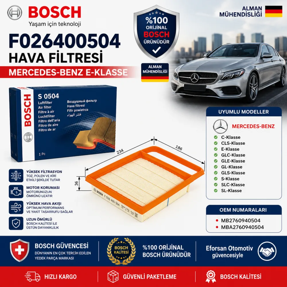 Hava Filtresi Mercedes Uyumlu F026400504