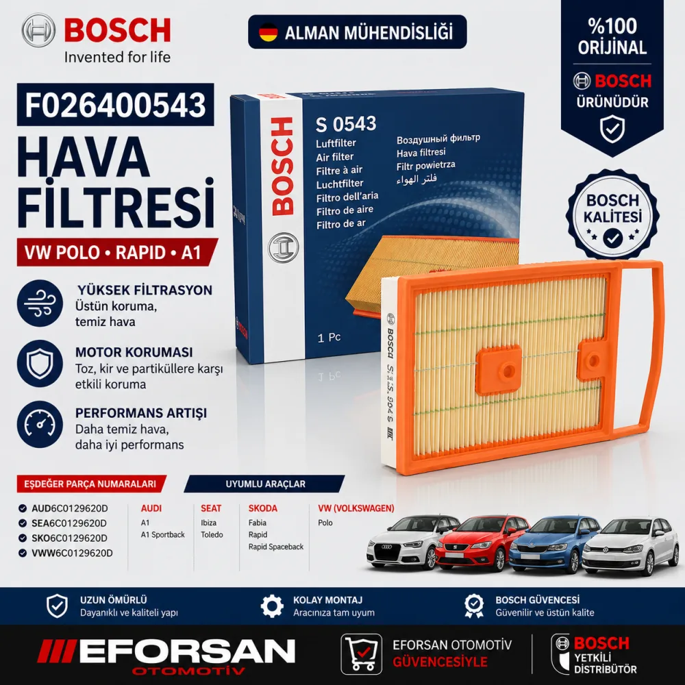 Hava Filtresi Volkswagen Uyumlu F026400543
