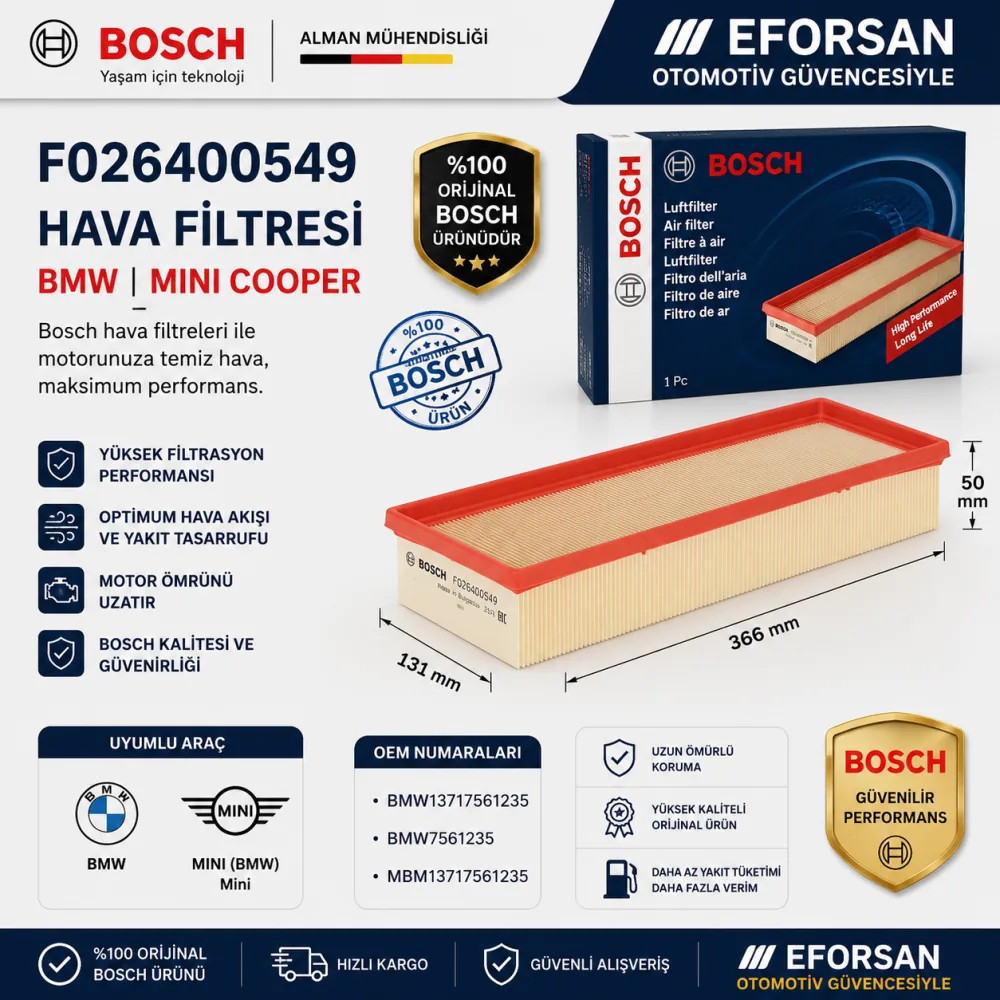 Hava Filtresi Mini Uyumlu F026400549