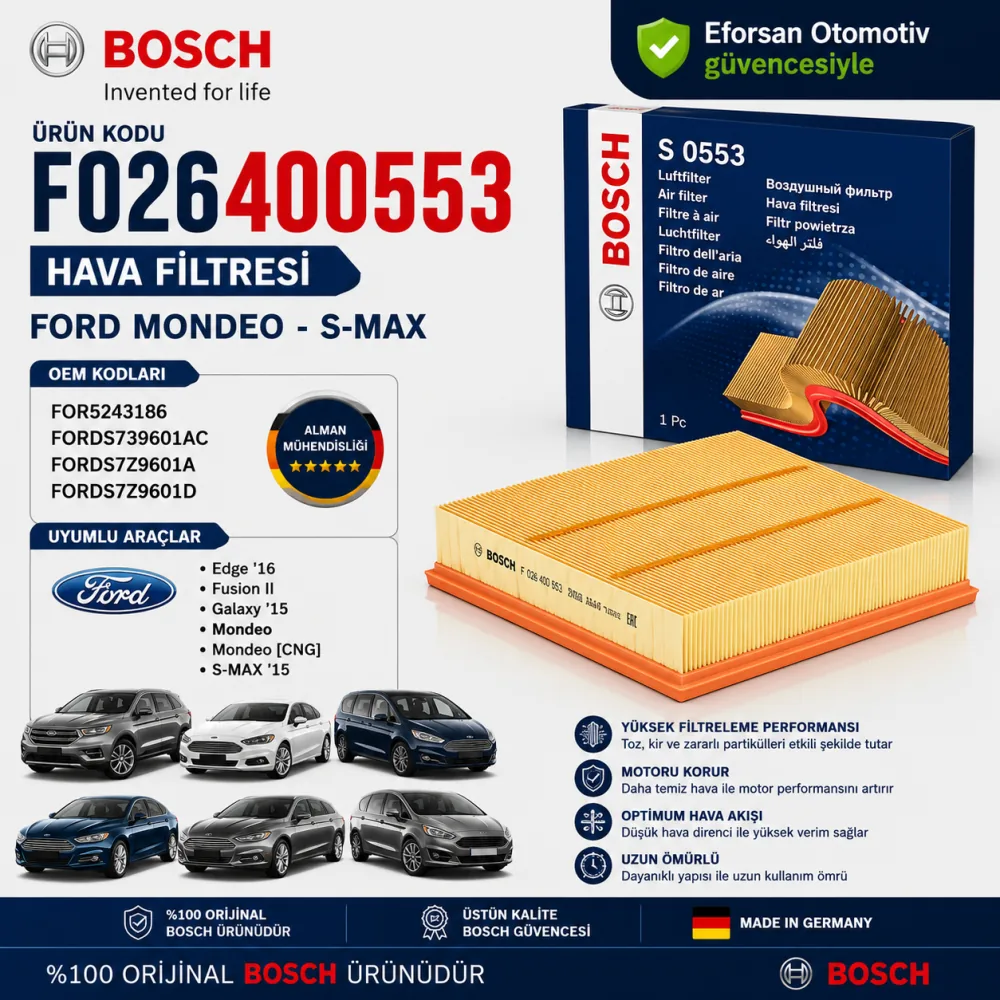 Hava Filtresi Ford Uyumlu F026400553