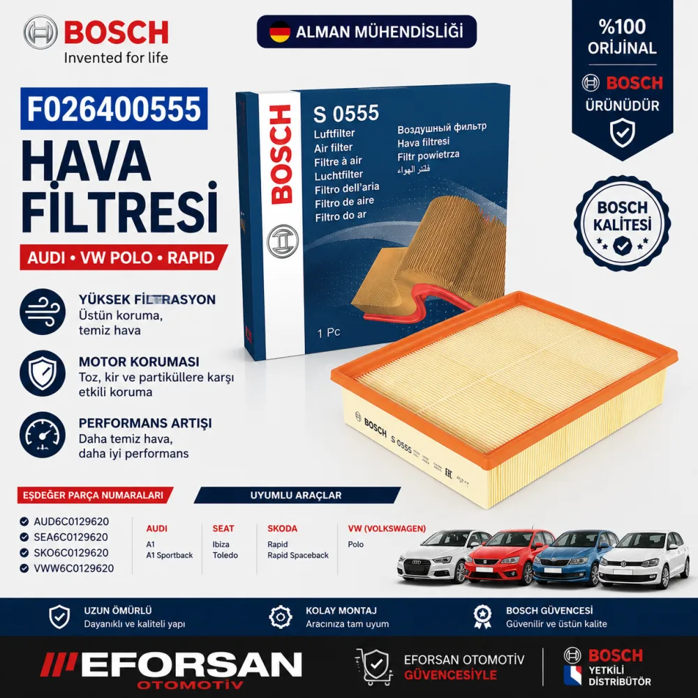 Hava Filtresi Audi Volkswagen Uyumlu F026400555