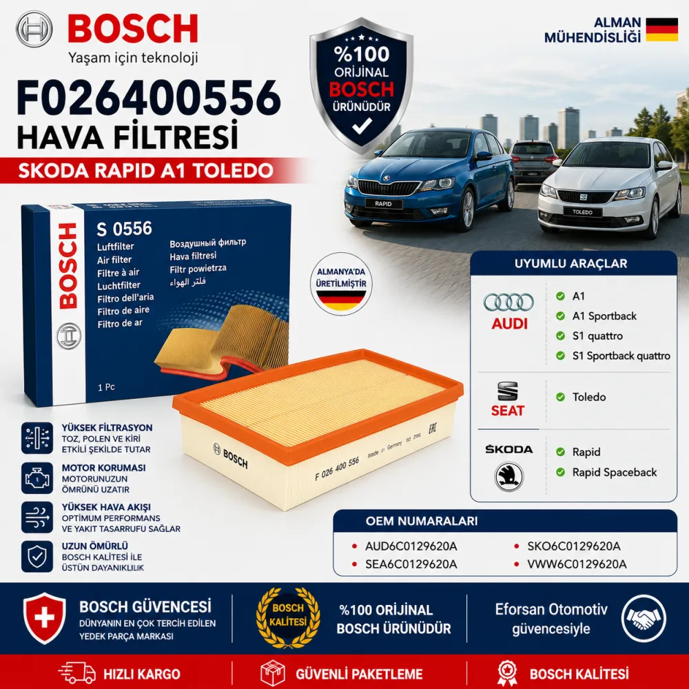 Hava Filtresi Skoda Seat Uyumlu F026400556
