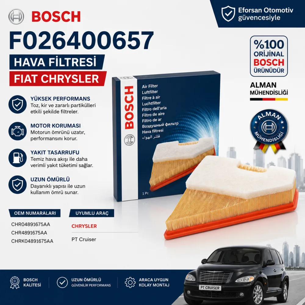 Hava Filtresi Fiat Chrysler Uyumlu F026400657