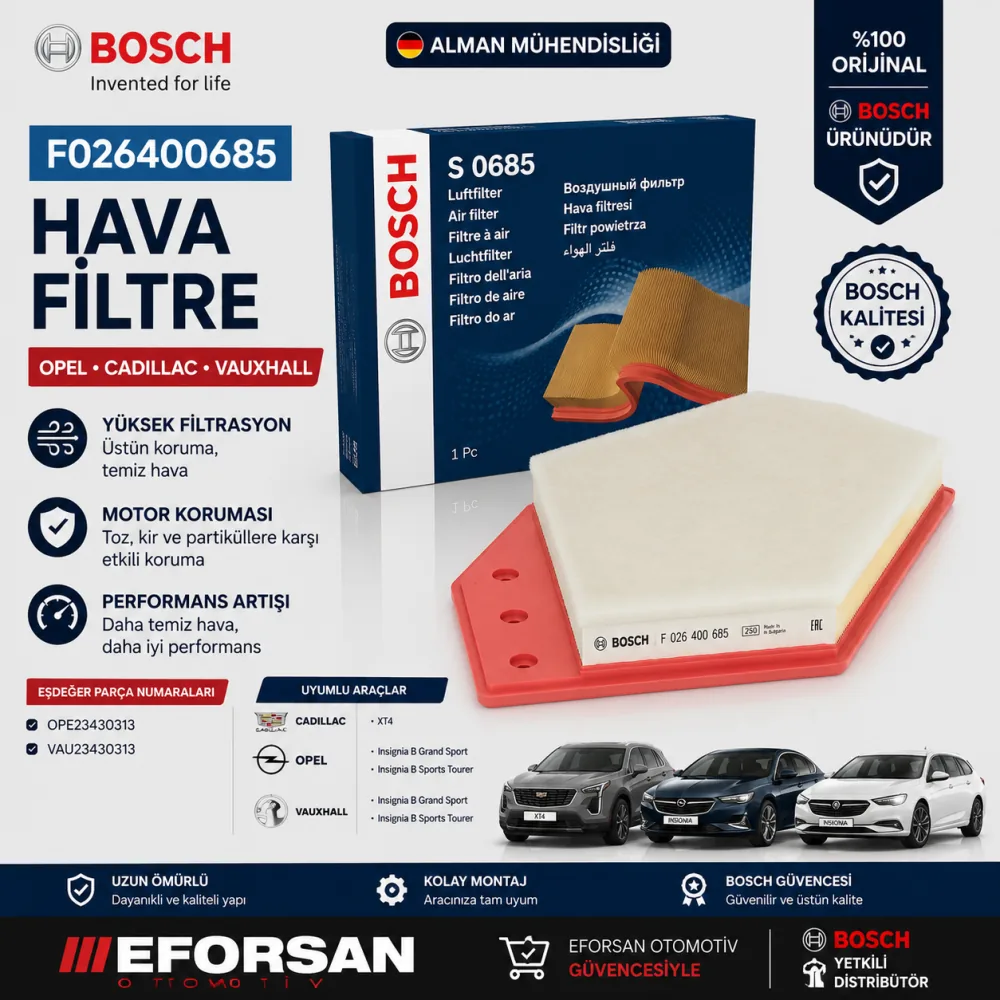 Hava Filtresi Opel Uyumlu F026400685