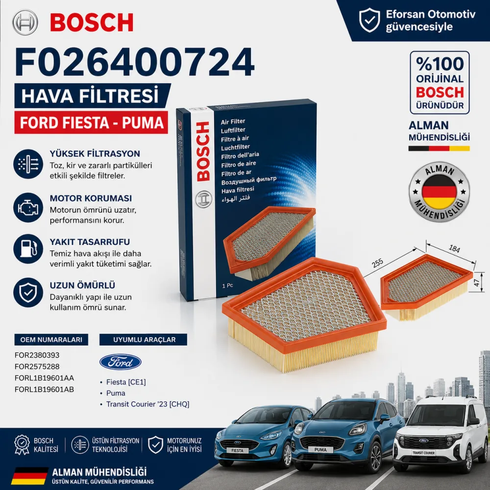 Hava Filtresi Ford Uyumlu F026400724