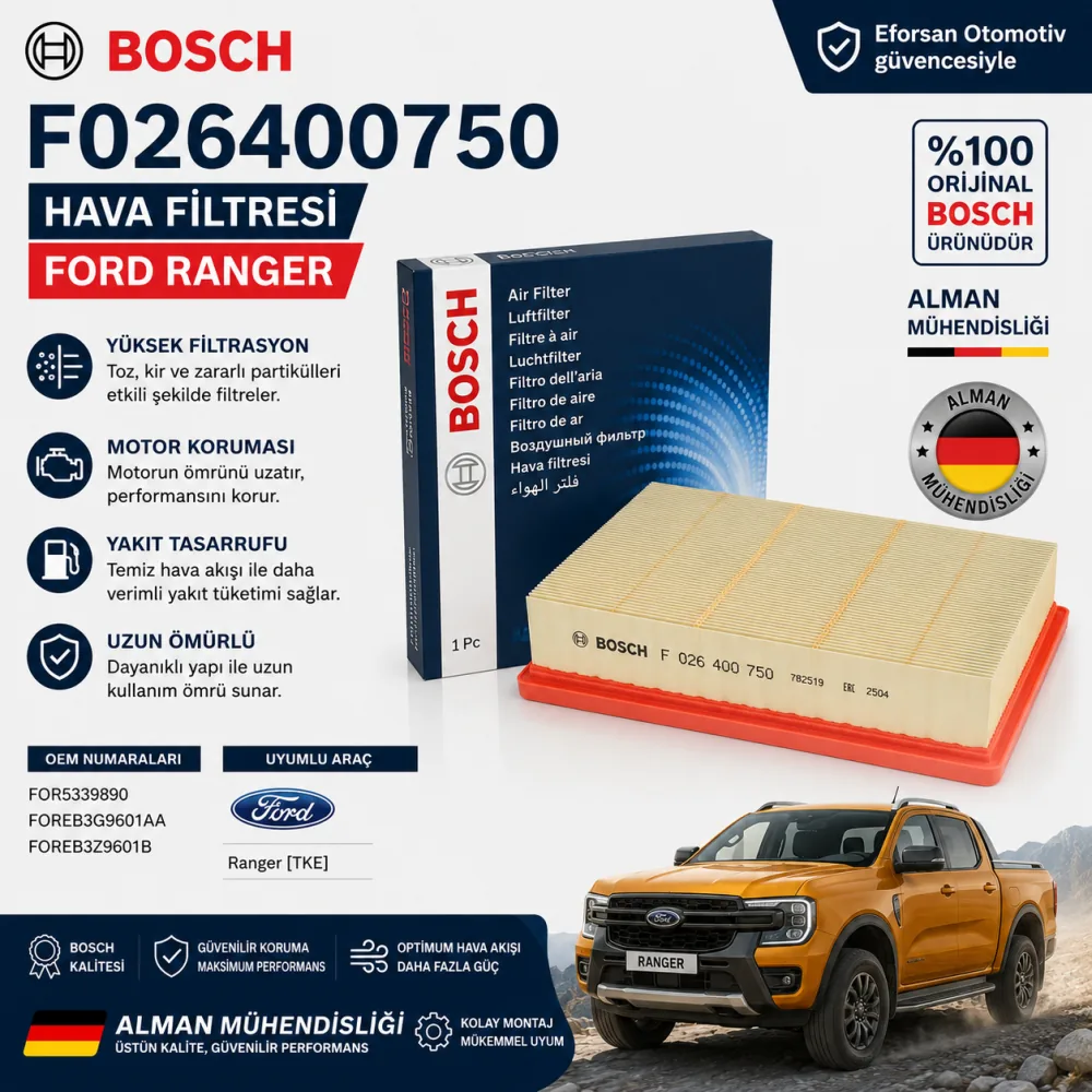 Hava Filtresi Ford Uyumlu F026400750