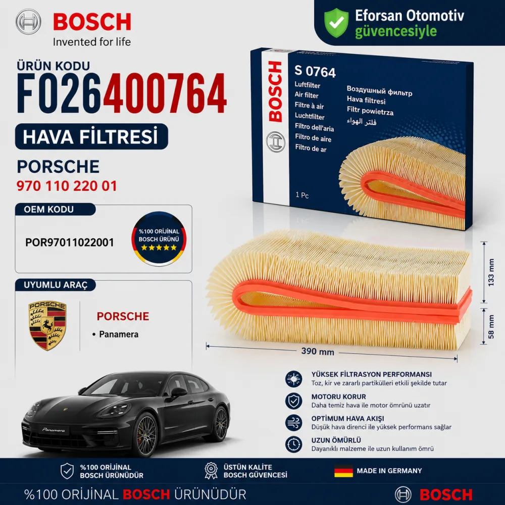 Hava Filtresi Porsche Uyumlu F026400764