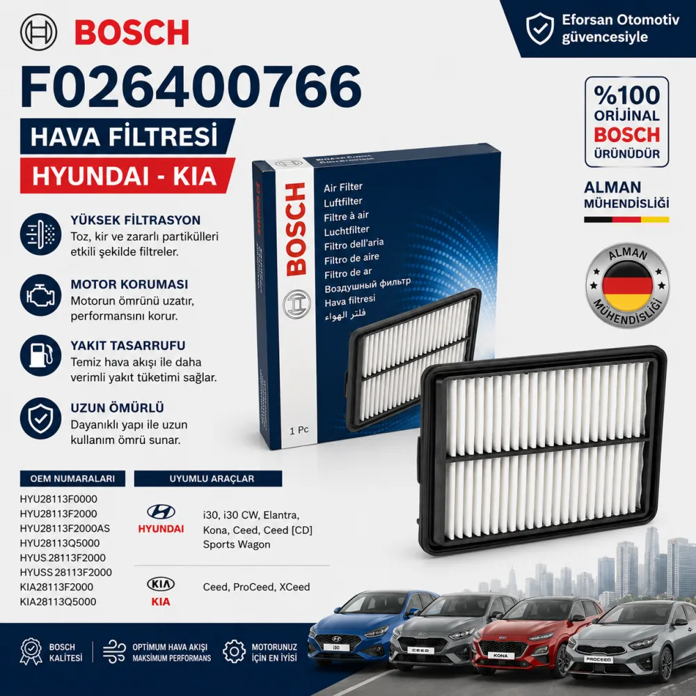 Hava Filtresi Hyundai Kia Uyumlu F026400766