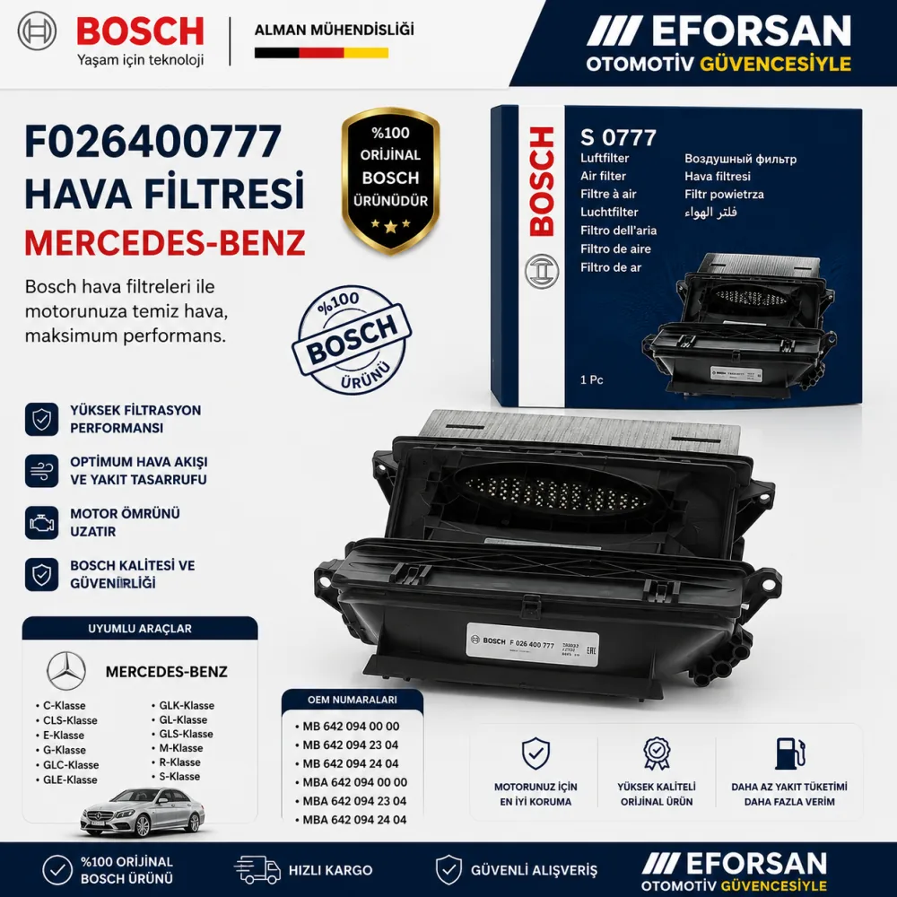 Hava Filtresi Mercedes Uyumlu F026400777