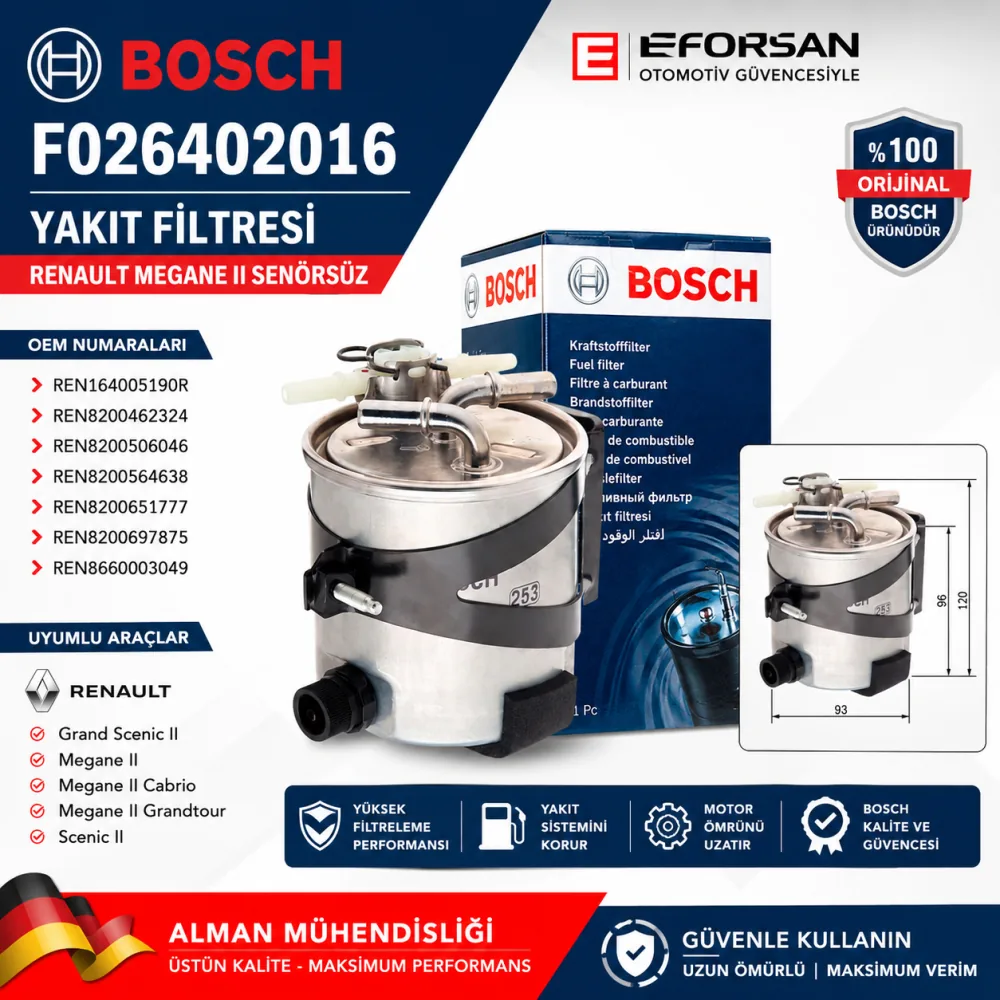 Yakıt Filtresi Renault Uyumlu F026402016