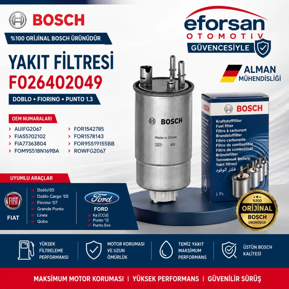 Yakıt Filtresi Fiat Uyumlu F026402049