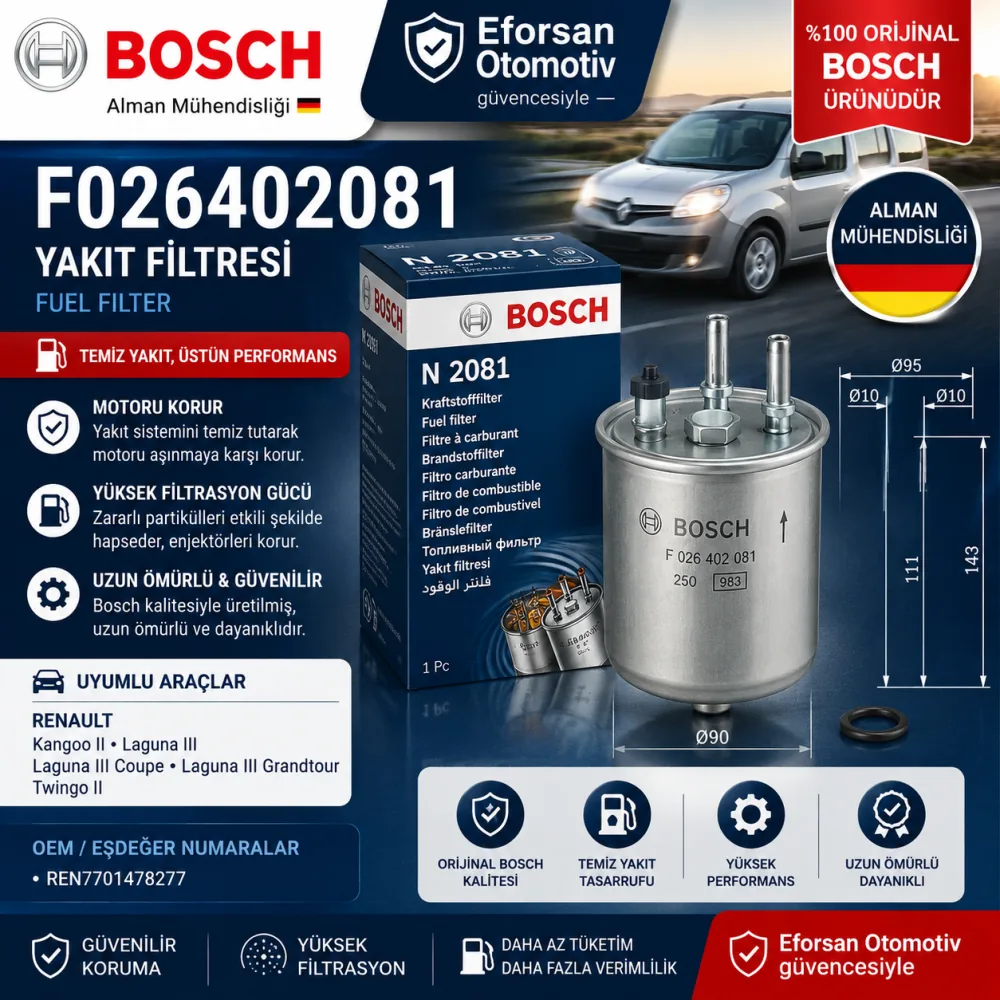 Yakıt Filtresi Renault Uyumlu F026402081