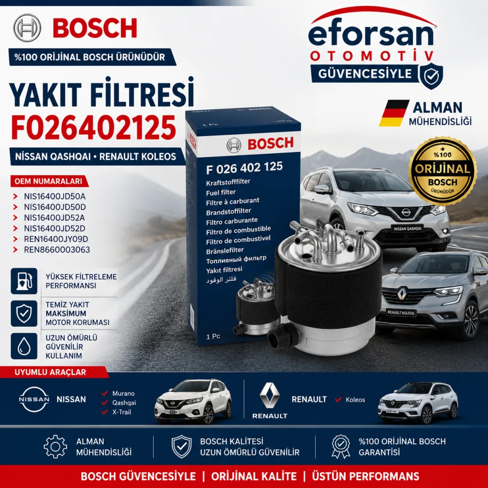 Yakıt Filtresi Nissan Renault Uyumlu F026402125