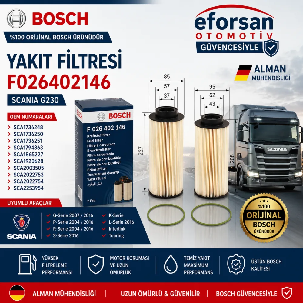 Yakıt Filtresi Scania Uyumlu F026402146