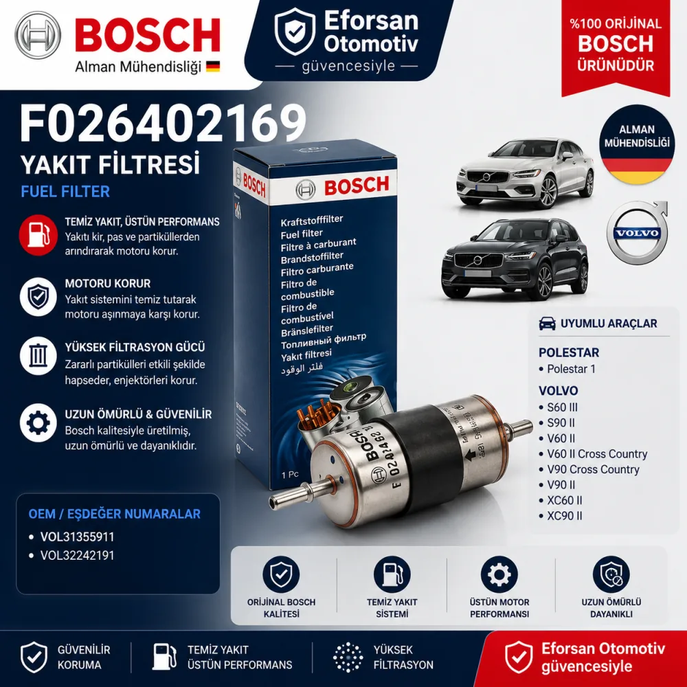 Yakıt Filtresi Volvo Uyumlu F026402169