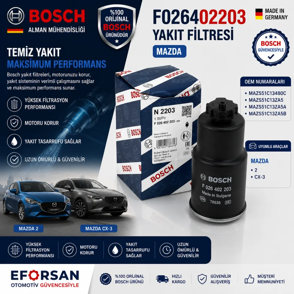 Yakıt Filtresi Mazda Uyumlu F026402203