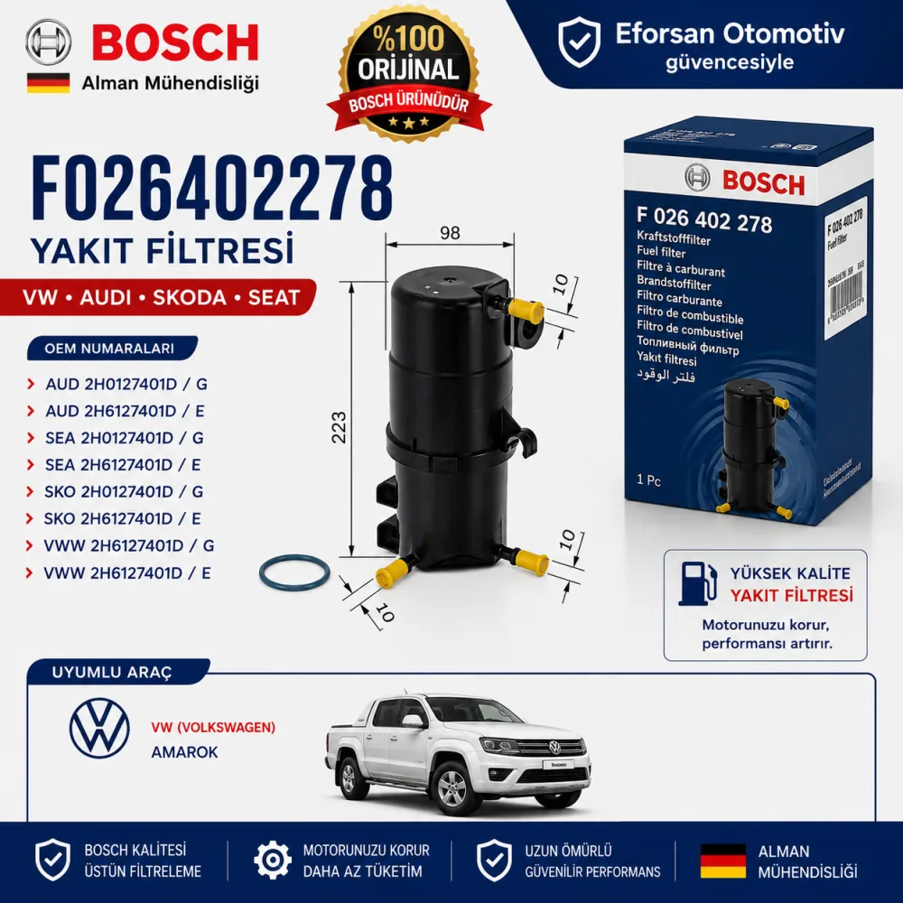 Yakıt Filtresi Volkswagen Audi Skoda Uyumlu F026402278