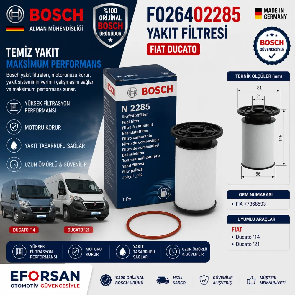 Yakıt Filtresi Fiat Uyumlu F026402285