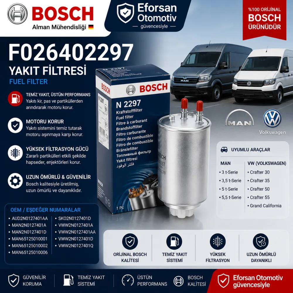 Yakıt Filtresi Volkswagen Man Uyumlu F026402297
