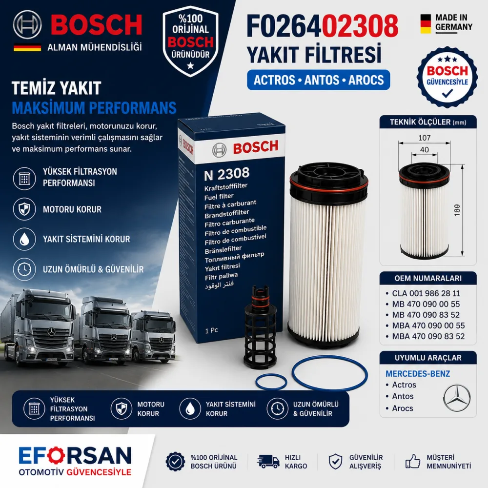 Yakıt Filtresi Mercedes Uyumlu F026402308