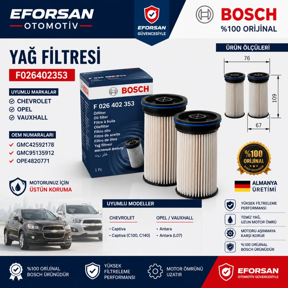 Yakıt Filtresi Opel Uyumlu F026402353
