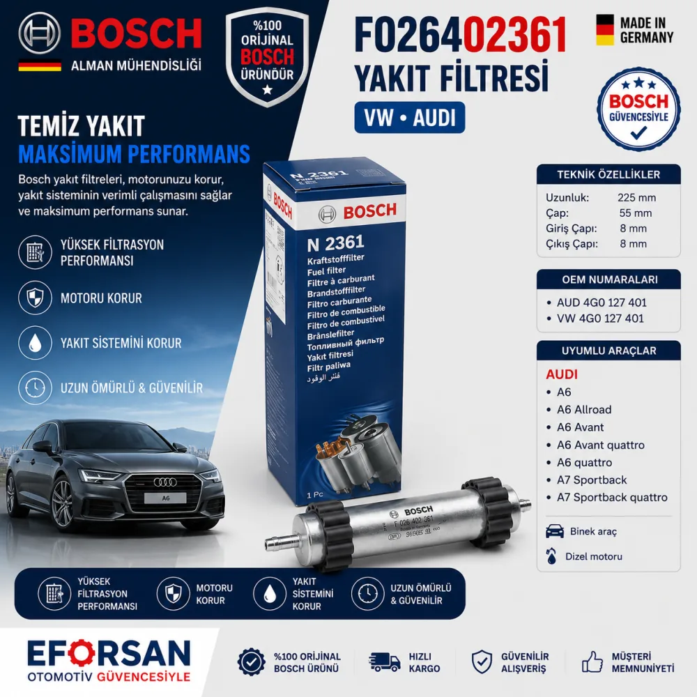 Yakıt Filtresi Volkswagen Audi Uyumlu F026402361
