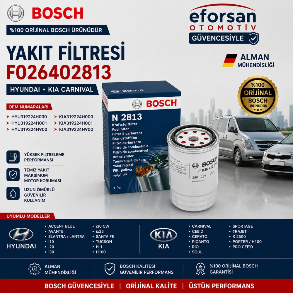 Yakıt Filtresi Hyundai Kia Uyumlu F026402813