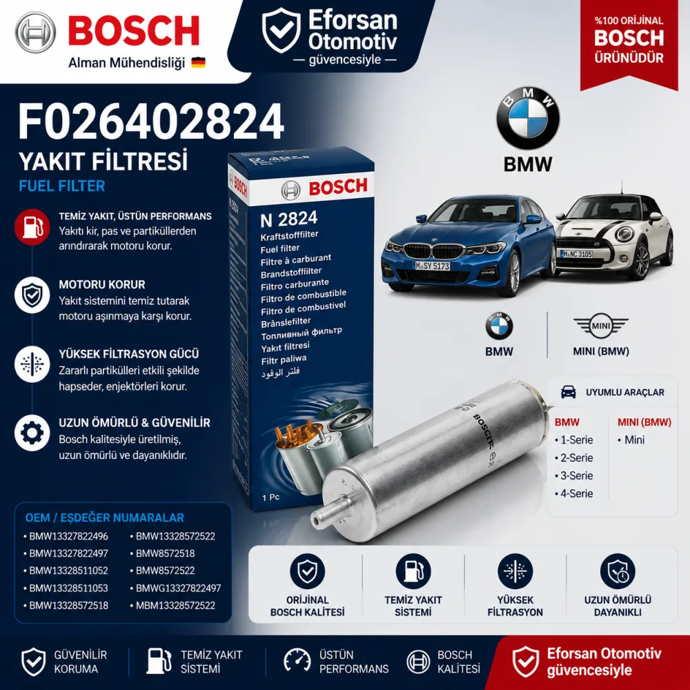 Yakıt Filtresi Bmw Uyumlu F026402824