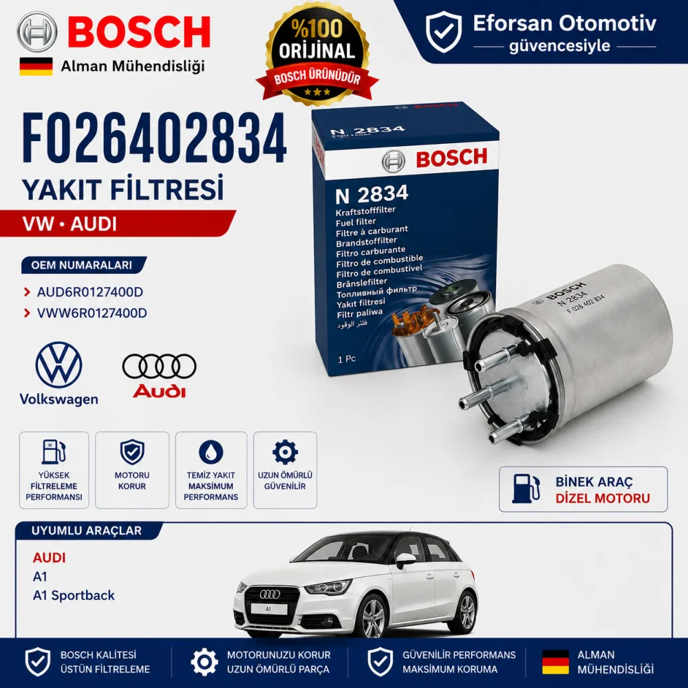 Yakıt Filtresi Volkswagen Audi Uyumlu F026402834