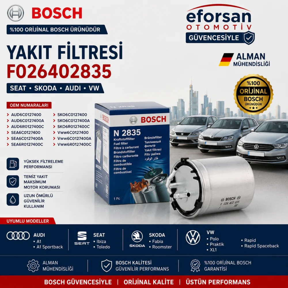 Yakıt Filtresi Seat Skoda Audi Uyumlu F026402835