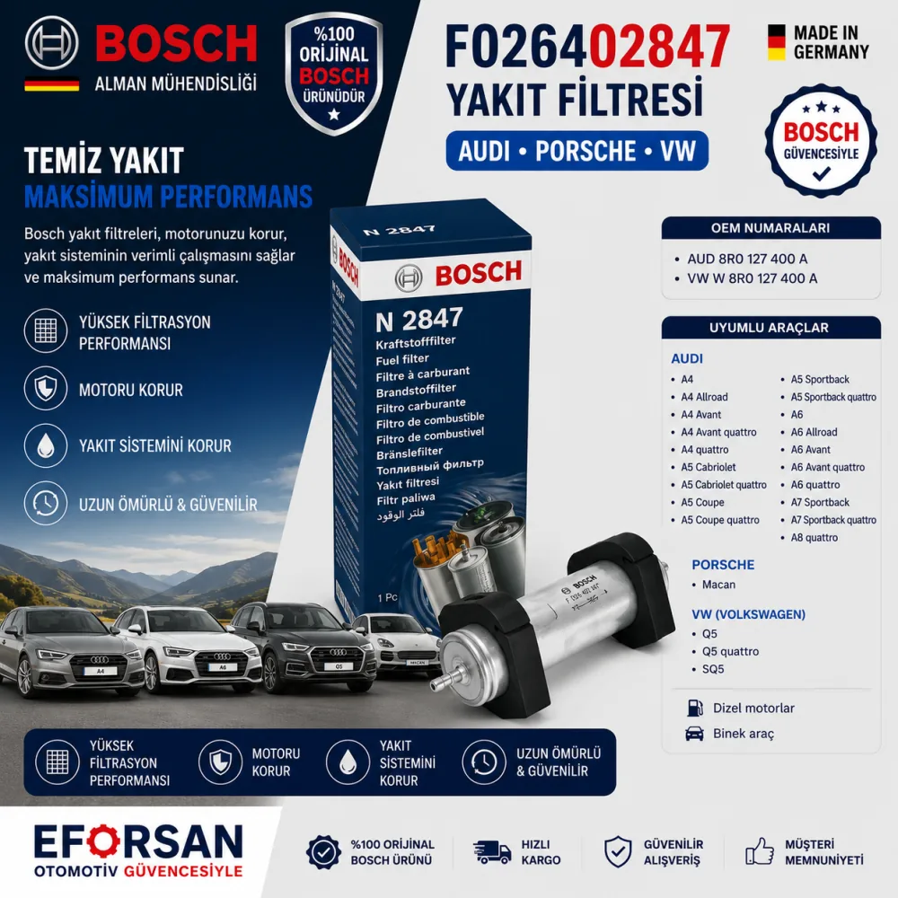 Yakıt Filtresi Audi Uyumlu F026402847