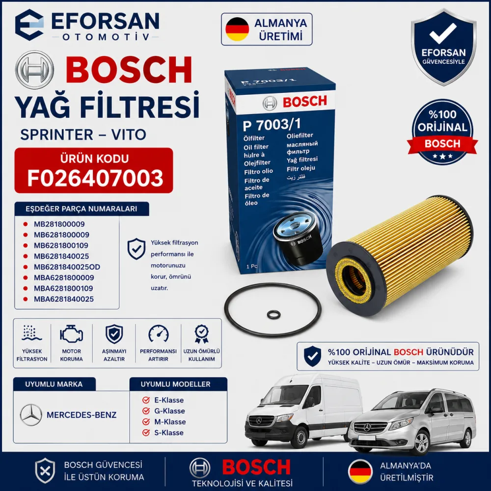Yağ Filtresi Mercedes Uyumlu F026407003