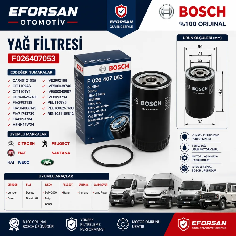 Yağ Filtresi Citroen Fiat Uyumlu F026407053