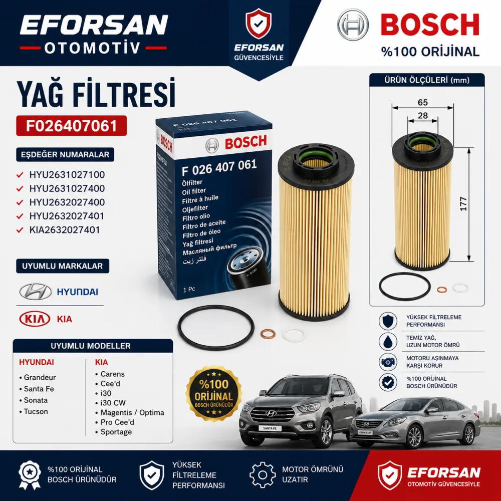 Yağ Filtresi Hyundai Uyumlu F026407061