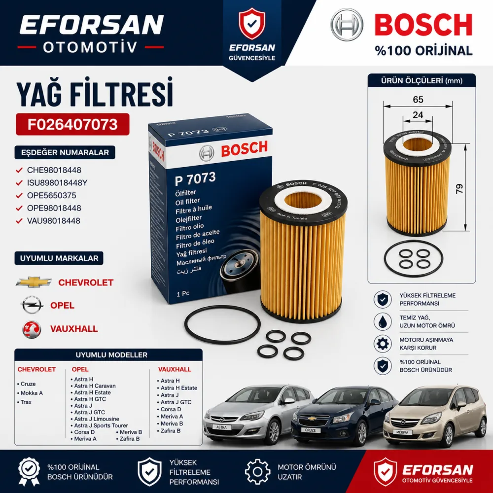 Yağ Filtresi Opel Chevrolet Uyumlu F026407073