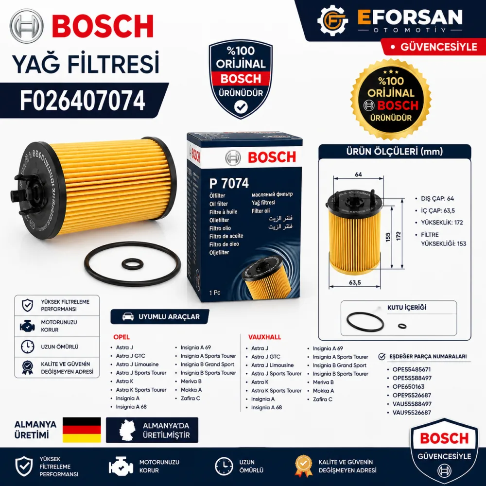 Yağ Filtresi Opel Uyumlu F026407074
