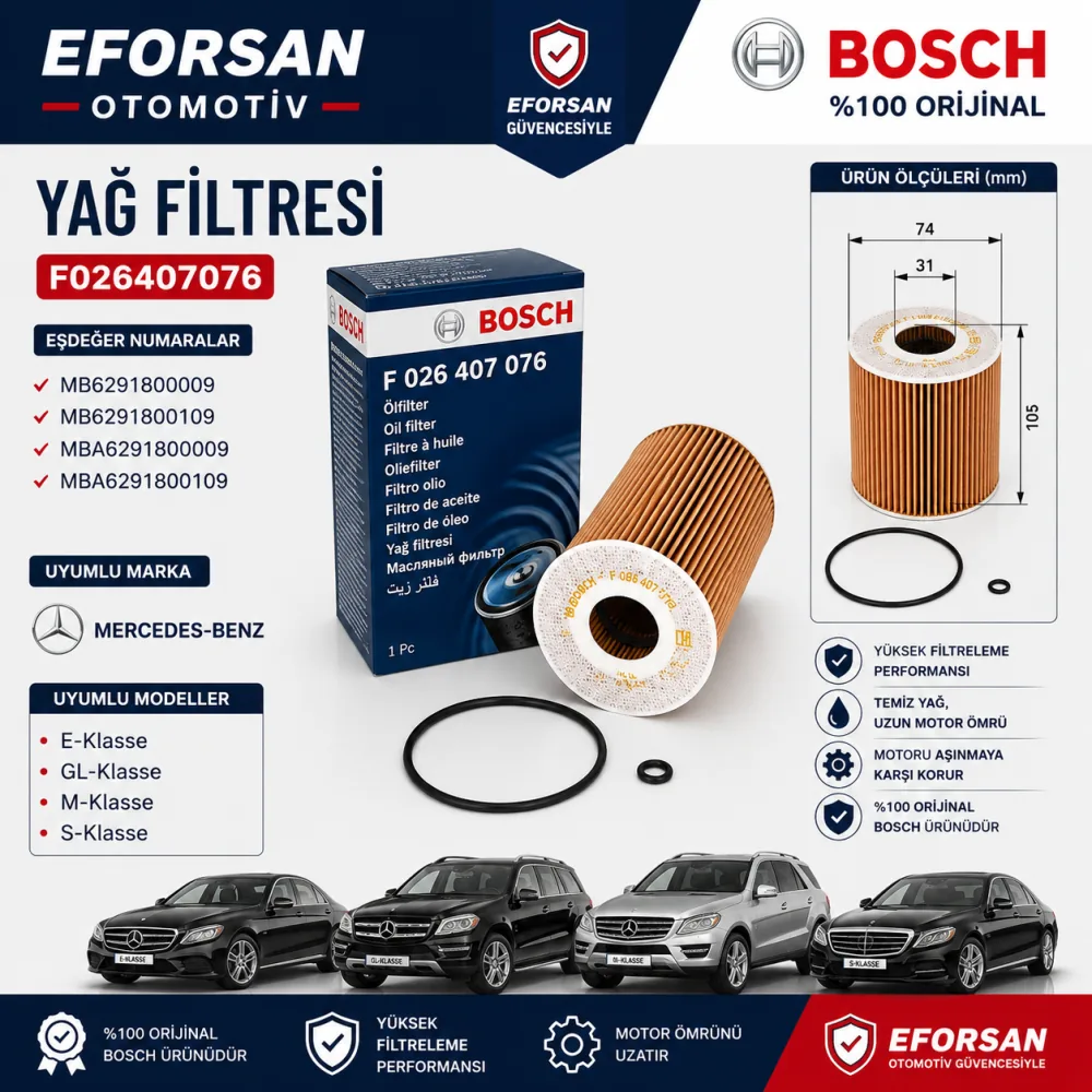 Yağ Filtresi Mercedes Uyumlu F026407076