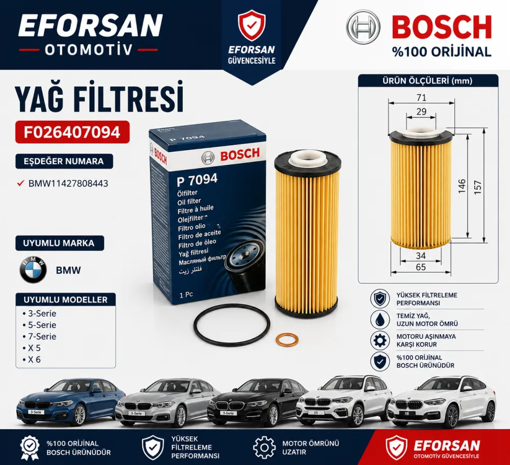 Yağ Filtresi Bmw Uyumlu F026407094