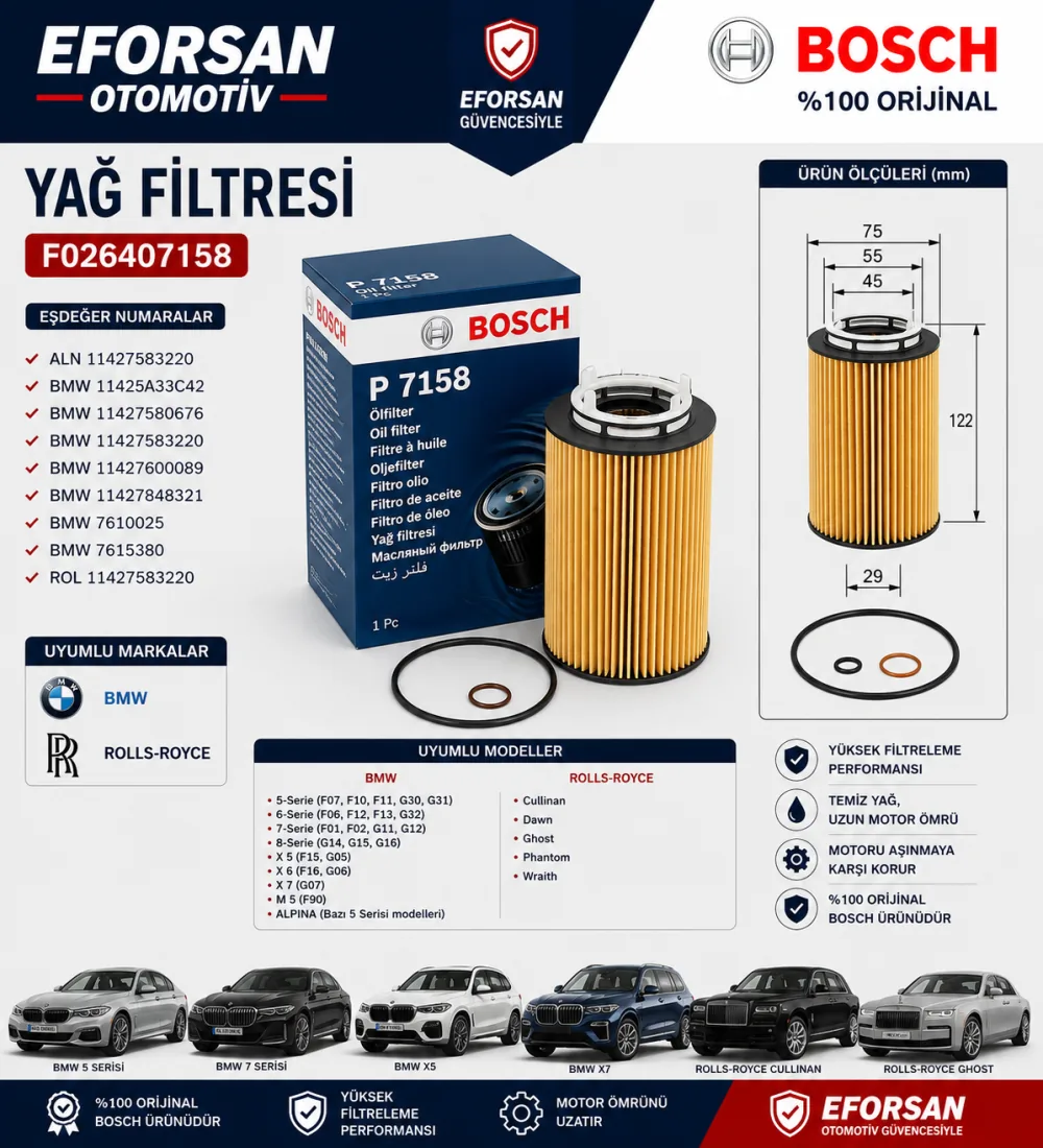 Yağ Filtresi Bmw Alpina Uyumlu F026407158