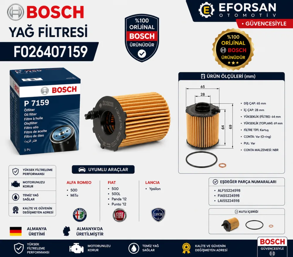 Yağ Filtresi Fiat Uyumlu F026407159