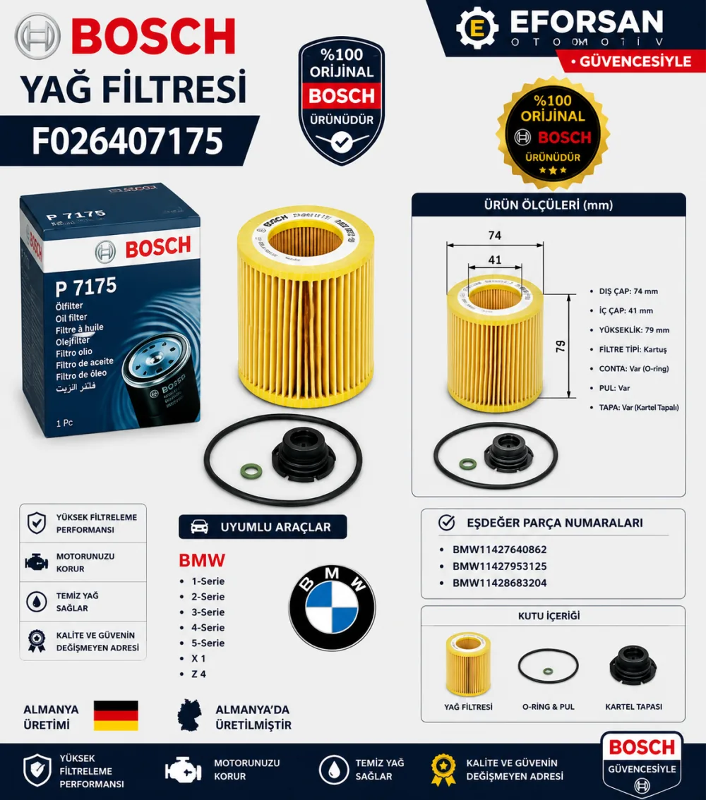 Yağ Filtresi Bmw Uyumlu F026407175