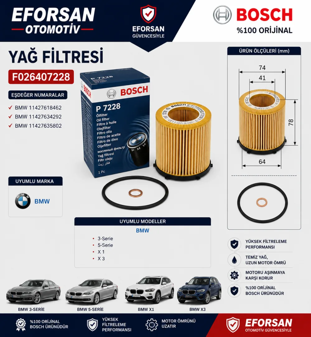 Yağ Filtresi Bmw Uyumlu F026407228