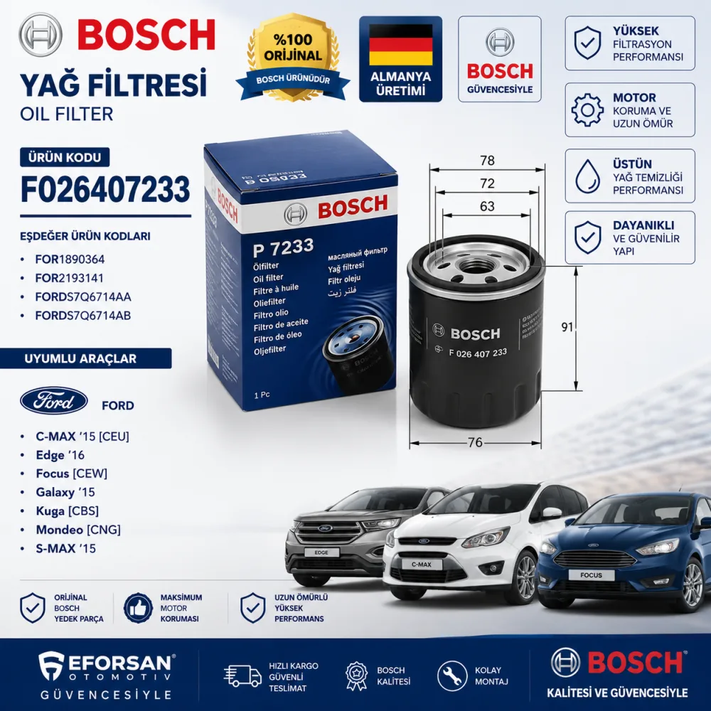 Yağ Filtresi Ford Uyumlu F026407233