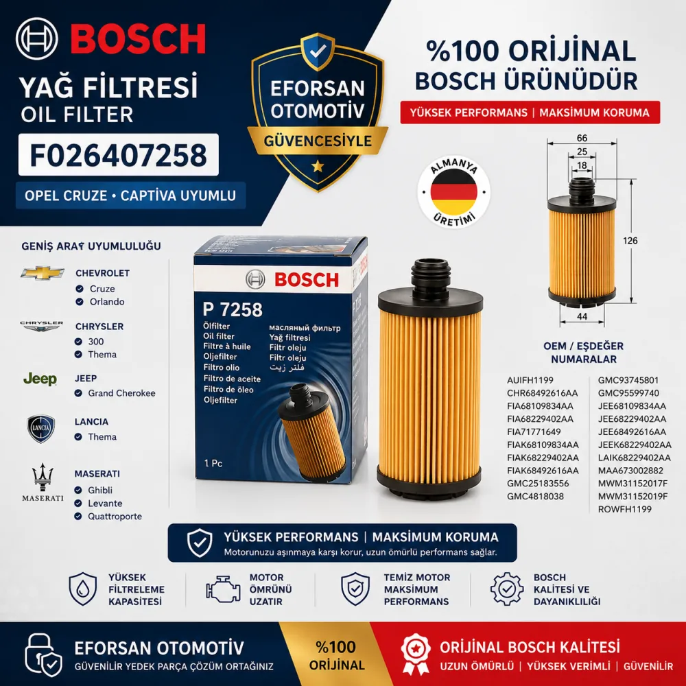 Yağ Filtresi Opel Chevrolet Uyumlu F026407258
