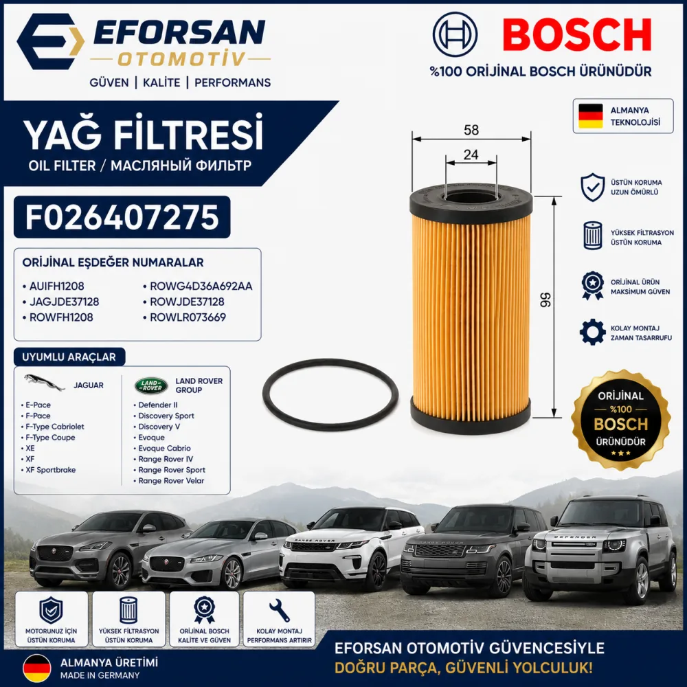 Yağ Filtresi Land Rover Uyumlu F026407275