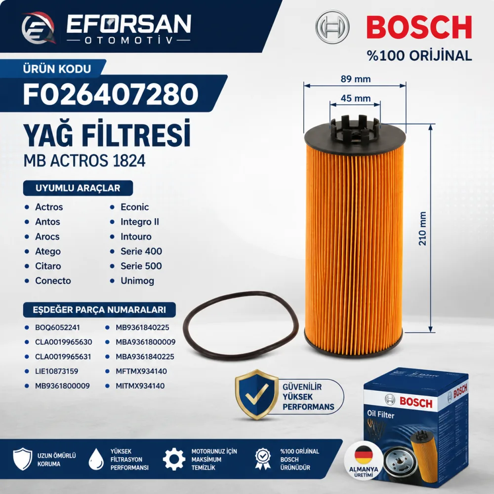 Yağ Filtresi Mercedes Uyumlu F026407280