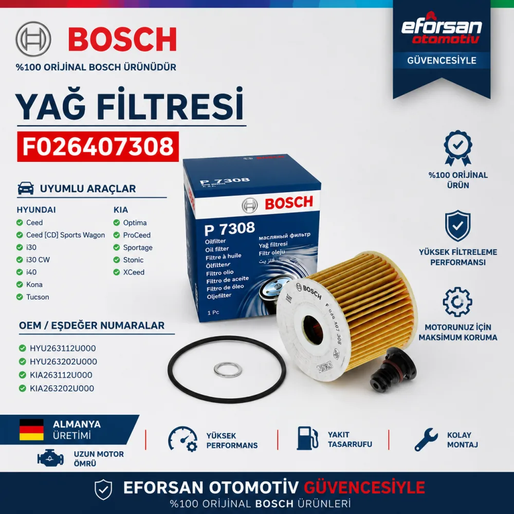Yağ Filtresi Hyundai Kia Uyumlu F026407308