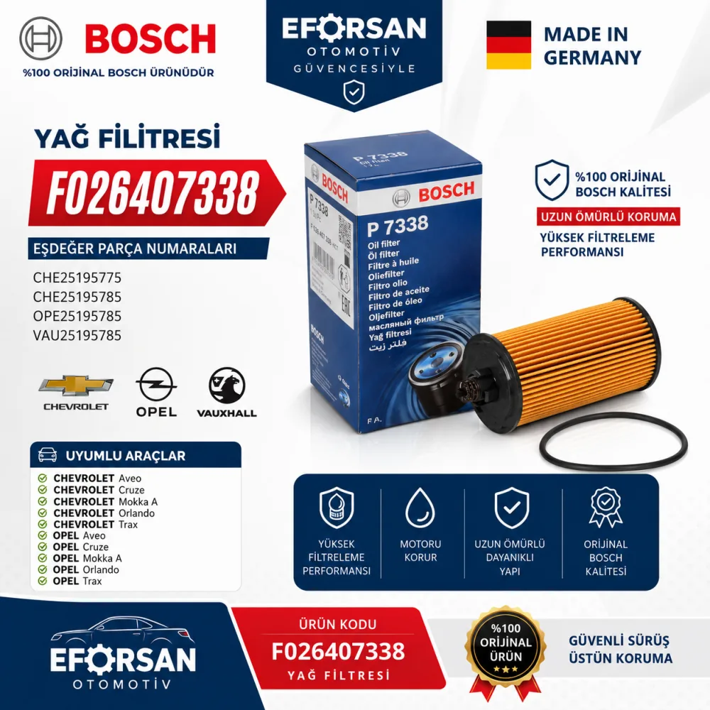 Yağ Filtresi Opel Chevrolet Uyumlu F026407338