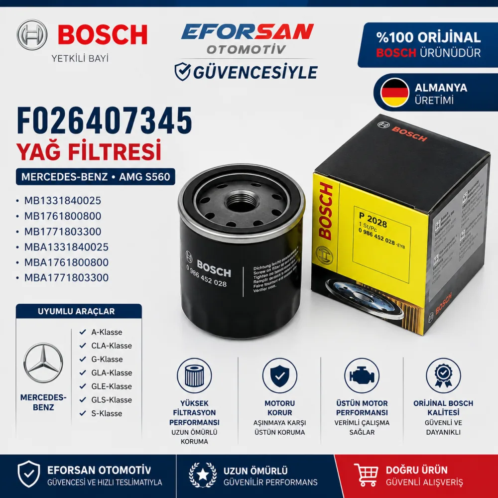 Yağ Filtresi Mercedes Uyumlu F026407345